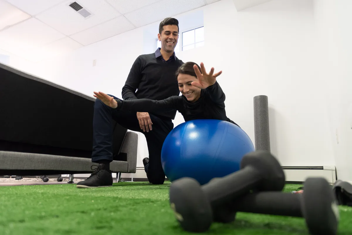 Guided corrective exercise session at District Wellness